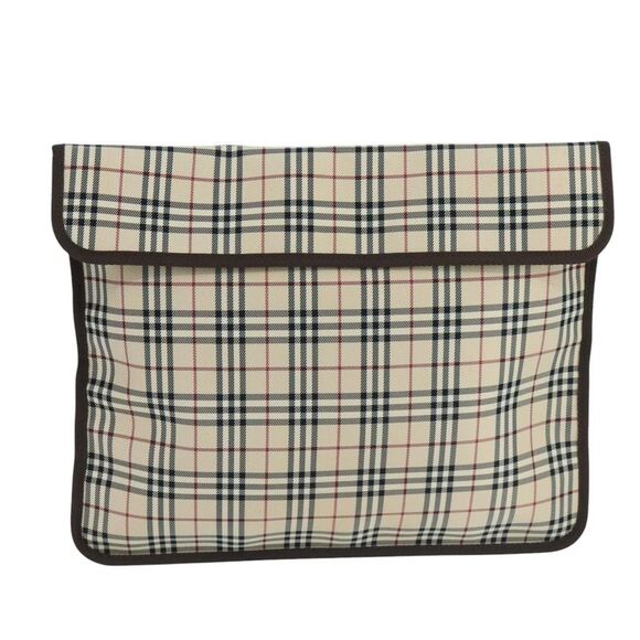 Burberry Nova Check Beige Canvas Clutch Bag (Pre-Owned) - Picture 1 of 14